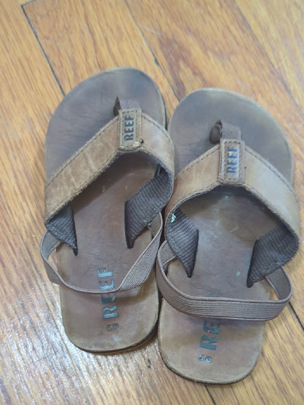 Reef Brown Leather Toddler Flip Sandals